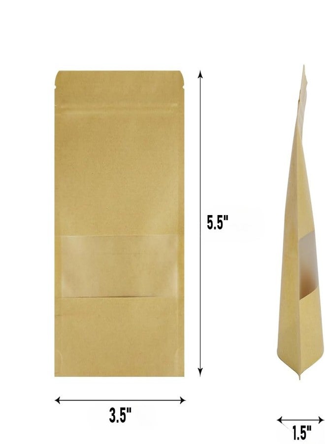DOTUHAO 200 PCS Kraft Paper Resealable Bags, 3.5" x 5.5" Stand Up Pouch Bags, Kraft Bag with Window, Reusable Ziplock Food Storage Bag Resealable Pouches for Foods, Coffee Beans, Snacks - Image 5